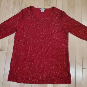 Notations sparkling red long sleeve topside medium
